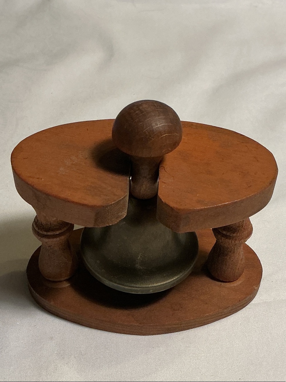 Wooden Bell Display with Brown Finish